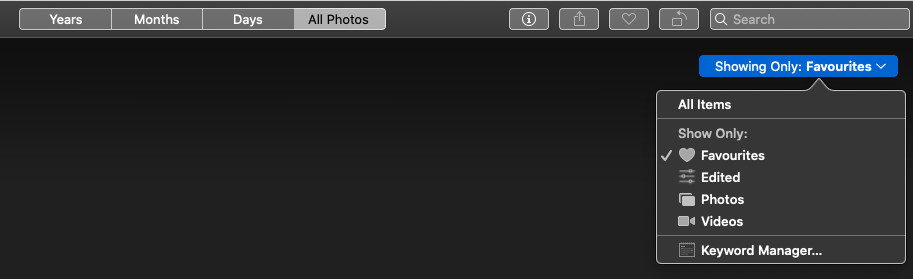 Screenshot from Apple Support article highlighting the 'Show All Items' option, potentially related to photo organization in iCloud.