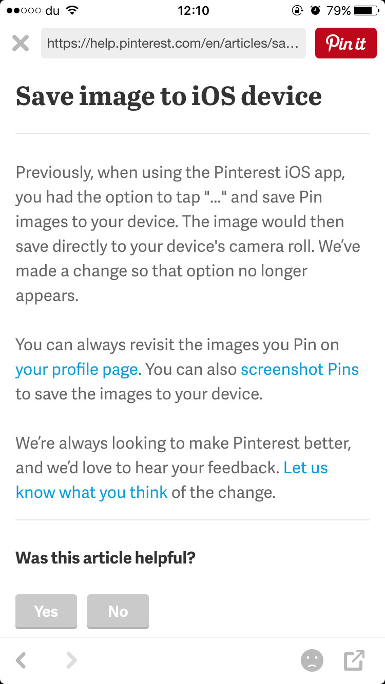 Pinterest interface on iPhone, possibly showing a pin detail view