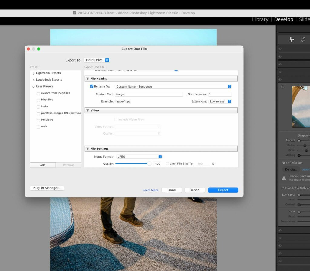 Exporting professionally edited images from Lightroom for various uses