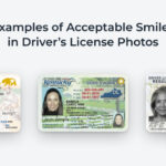 Person wearing a burgundy top for a driver's license photo, a good color choice that contrasts with the background.