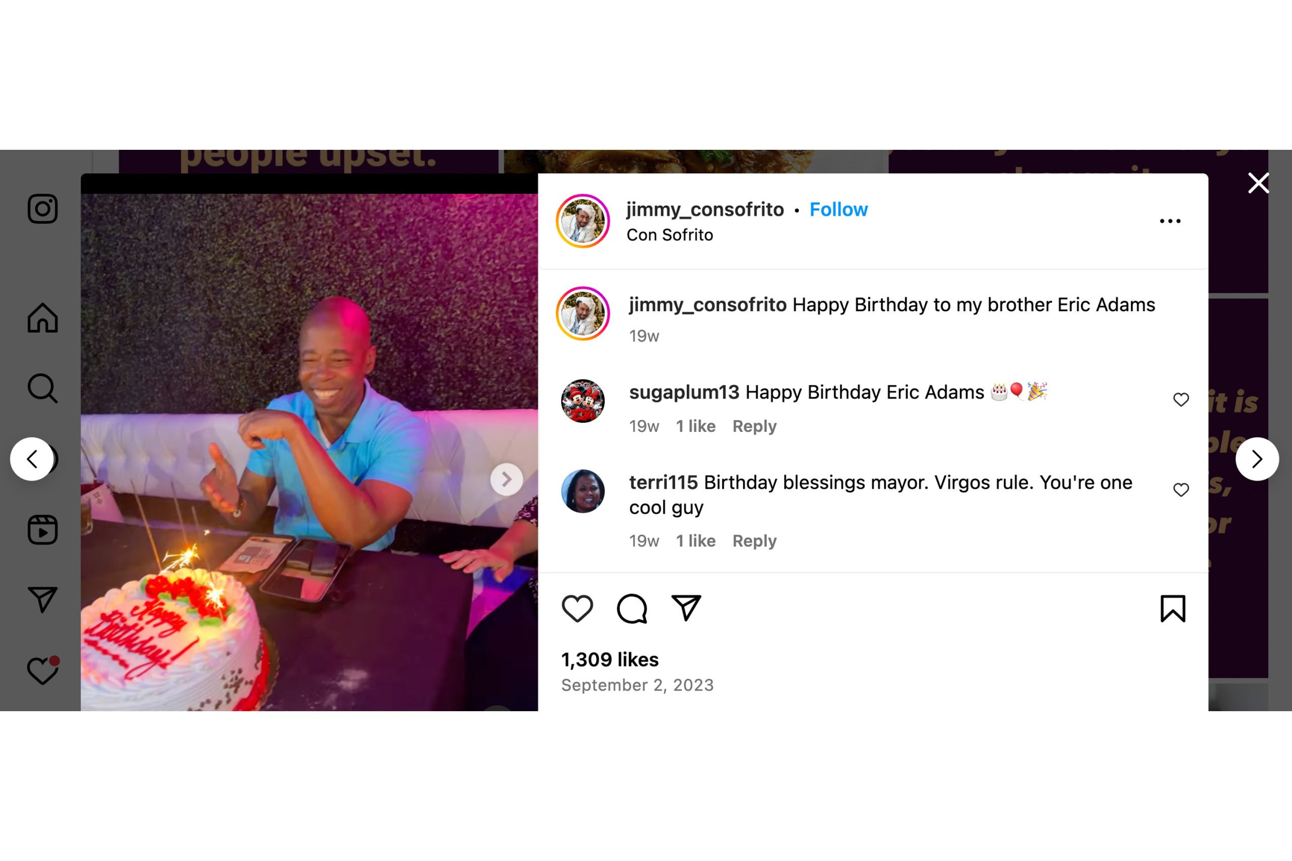 Mayor Eric Adams celebrated his birthday in the outdoor structure at Con Sofrito.