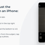 Visual guide showing how to adjust the aperture settings on an iPhone camera for taking passport photos with improved depth of field.