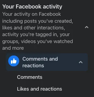 facebook comments and reactions