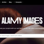 Alamy homepage showcasing a search bar for royalty-free images, illustrating how users find stock photos.