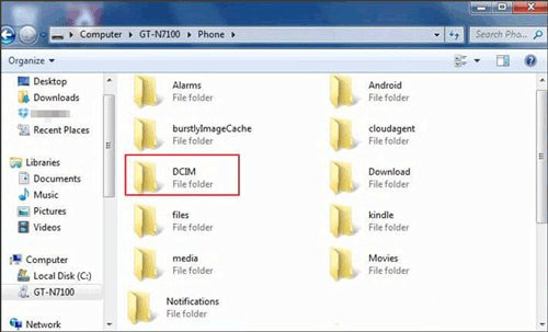 Android DCIM Folder Structure in File Explorer