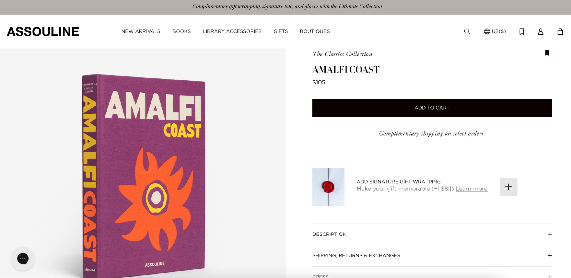 Premium photobook of Amalfi Coast images sold by Assouline.