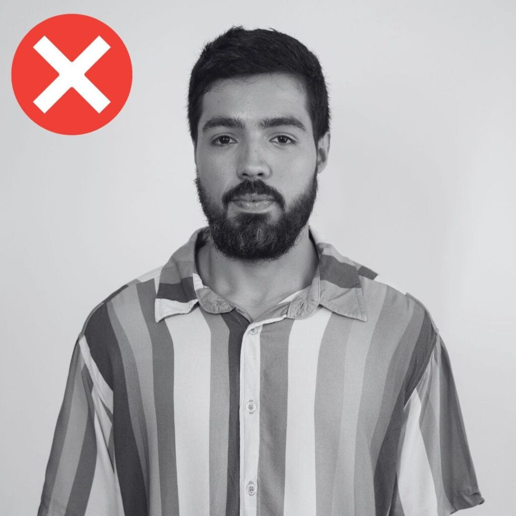 incorrect black and white passport photo of a man