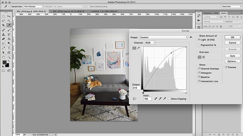 Using the Curves adjustment layer in Photoshop to brighten an image