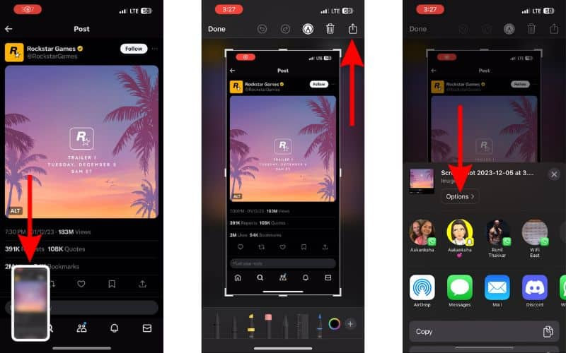 Capturing a screenshot on iPhone for immediate renaming and sharing