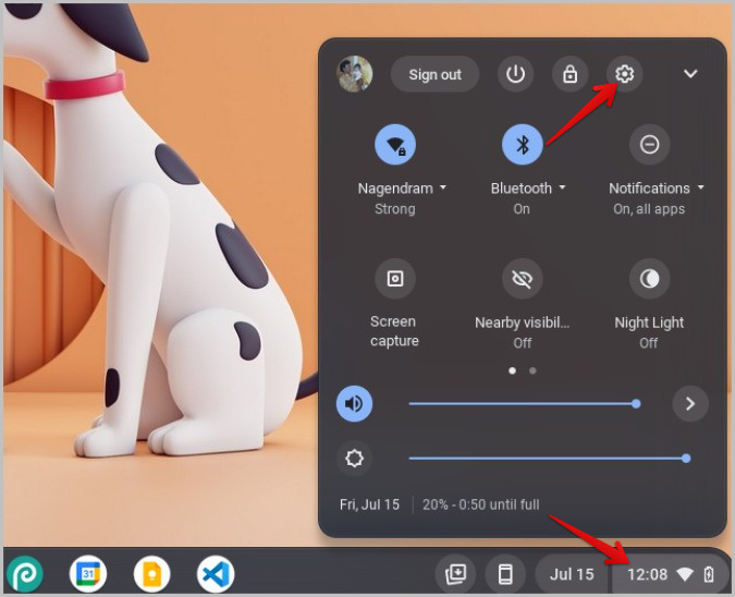 Opening ChromeOS Settings