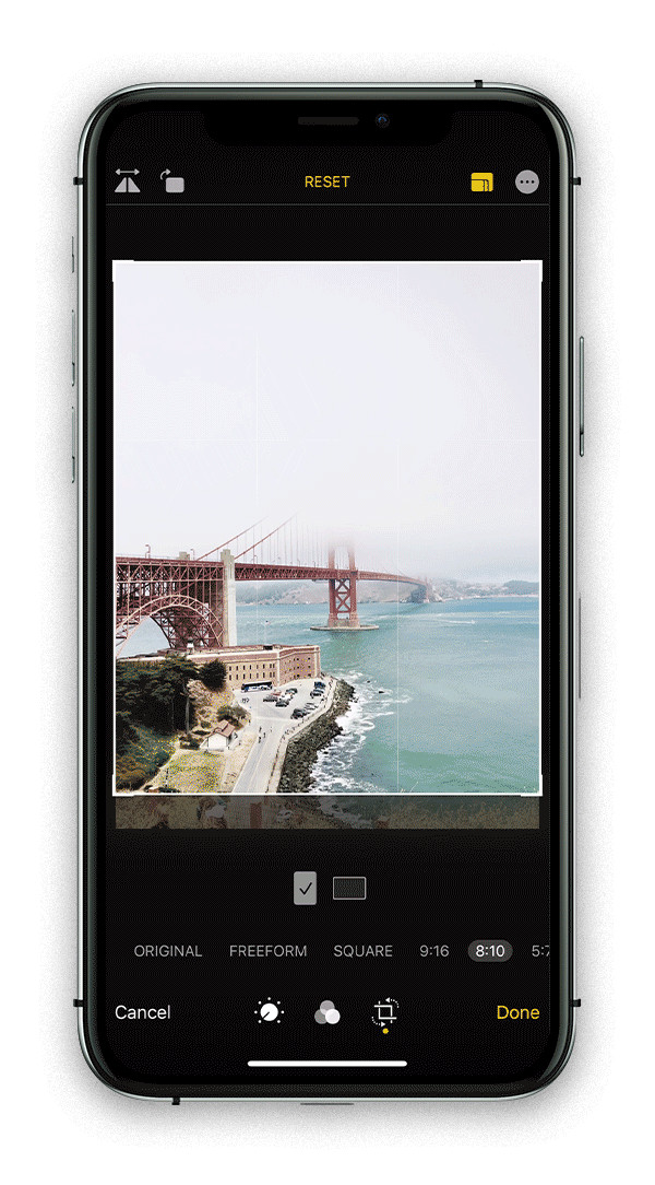 Demonstration of cropping photos on an iPhone
