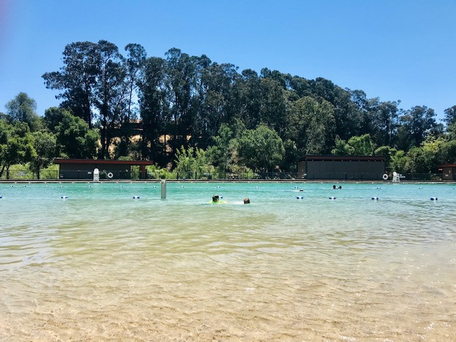 Clear blue water of the Don Castro Swimming Lagoon