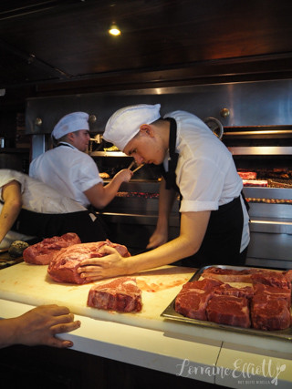 Close-up of raw beef cuts at Don Julio, showcasing quality and marbling