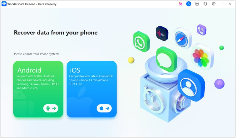 alt text: Selecting phone system in Dr. Fone.