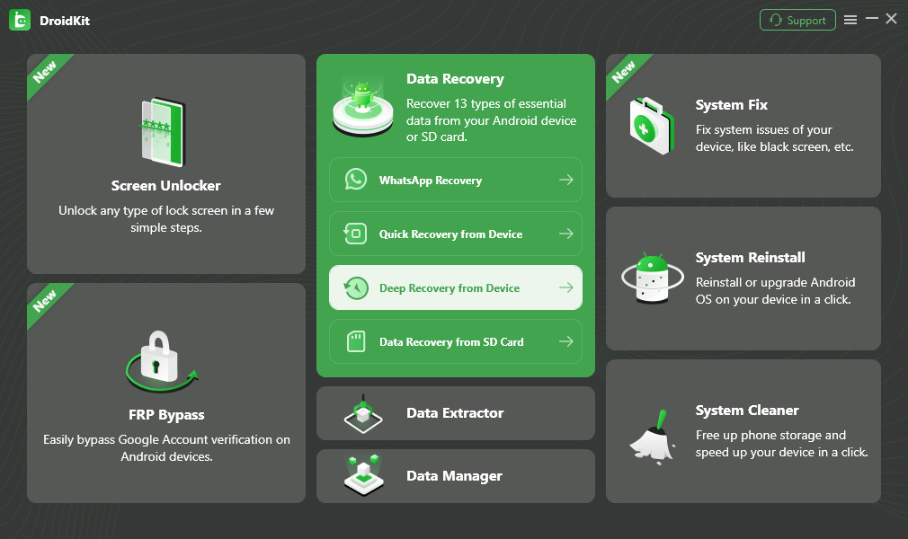 Choose Deep Recovery from Device under Data Recovery