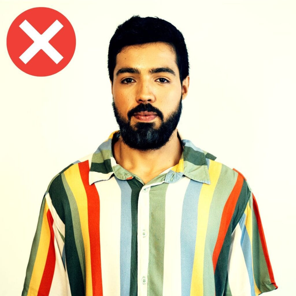 incorrect oversaturated passport photo of a man