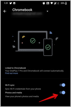 Enabling Photos and Media on Android Phone for Chromebook