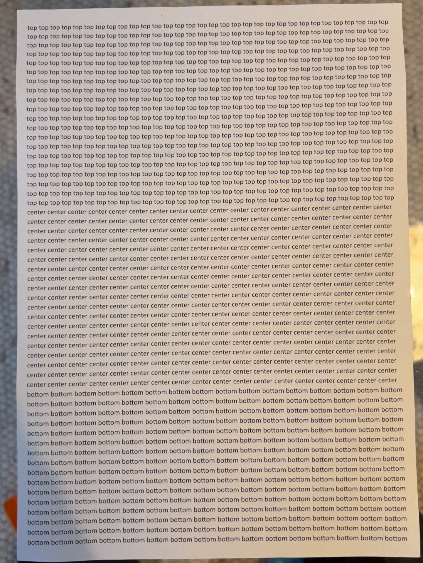 iPhone 13 Pro full page test sheet photo showing consistent sharpness