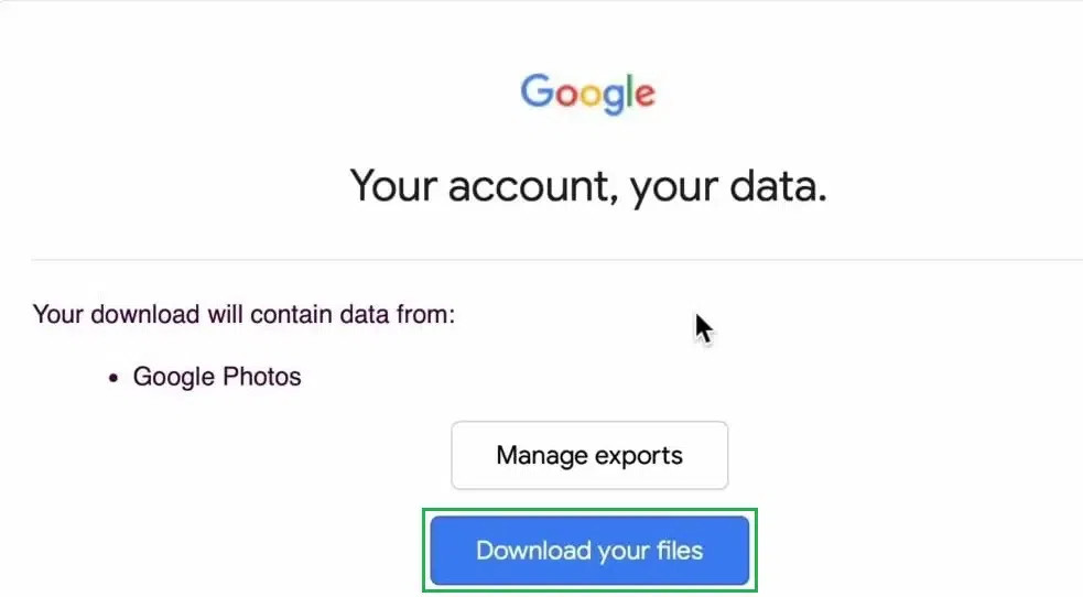 Download Archive Link in Google Takeout Email