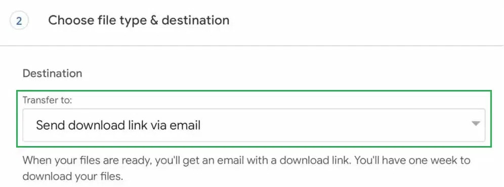 Proceed to Next Step in Google Takeout