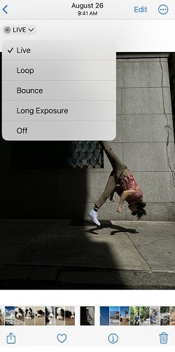 Choose bounce effect in Live Photo options