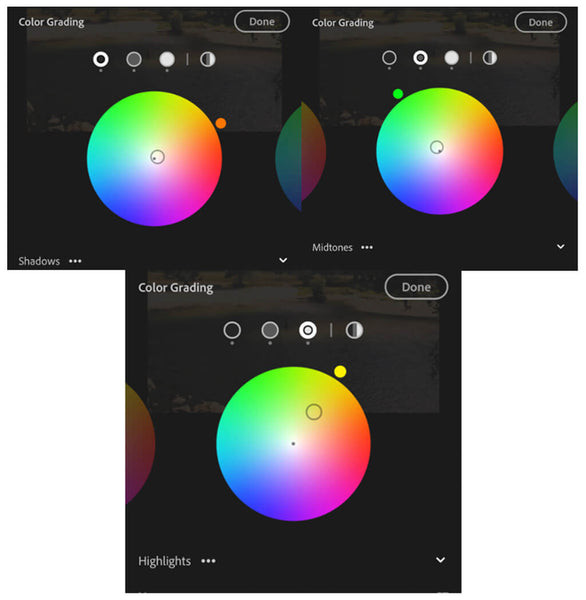 Lightroom Mobile color grading settings for final film look adjustments