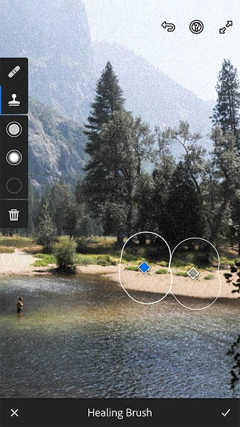 Lightroom Mobile Healing Brush tool used to remove distractions and focus on the main subject