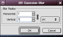 GIMP Gaussian Blur filter dialog box