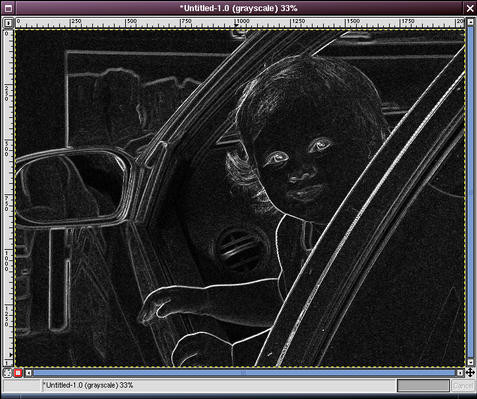 Grayscale image resulting from edge detection in GIMP