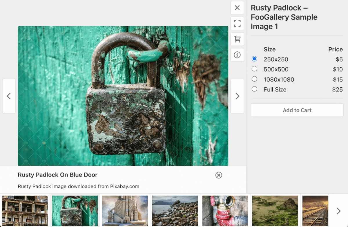 Example photography website using FooGallery and WooCommerce for selling photos online