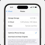 iCloud settings on iPhone showing Photos option