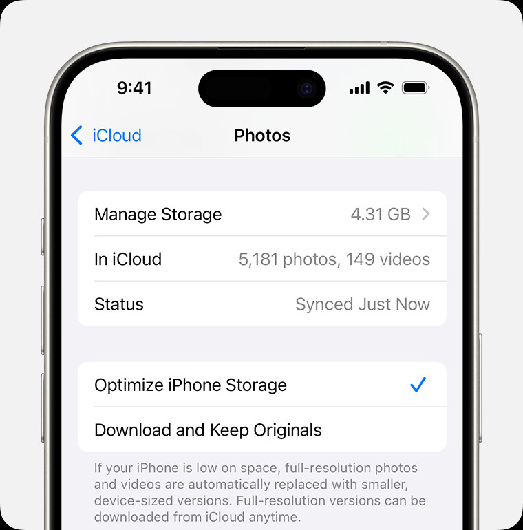 Enabling iCloud Photos on iPhone through Settings menu