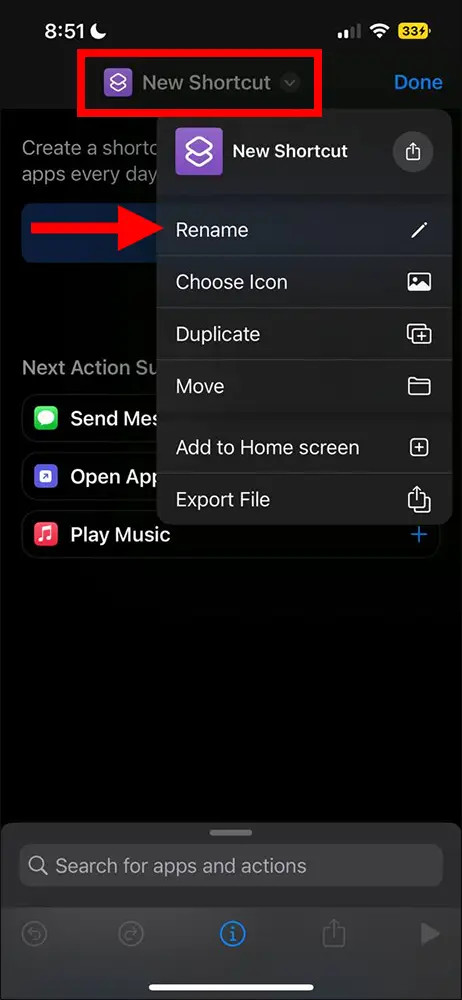 Renaming the shortcut to &quot;Timestamp&quot; in the iOS Shortcuts app