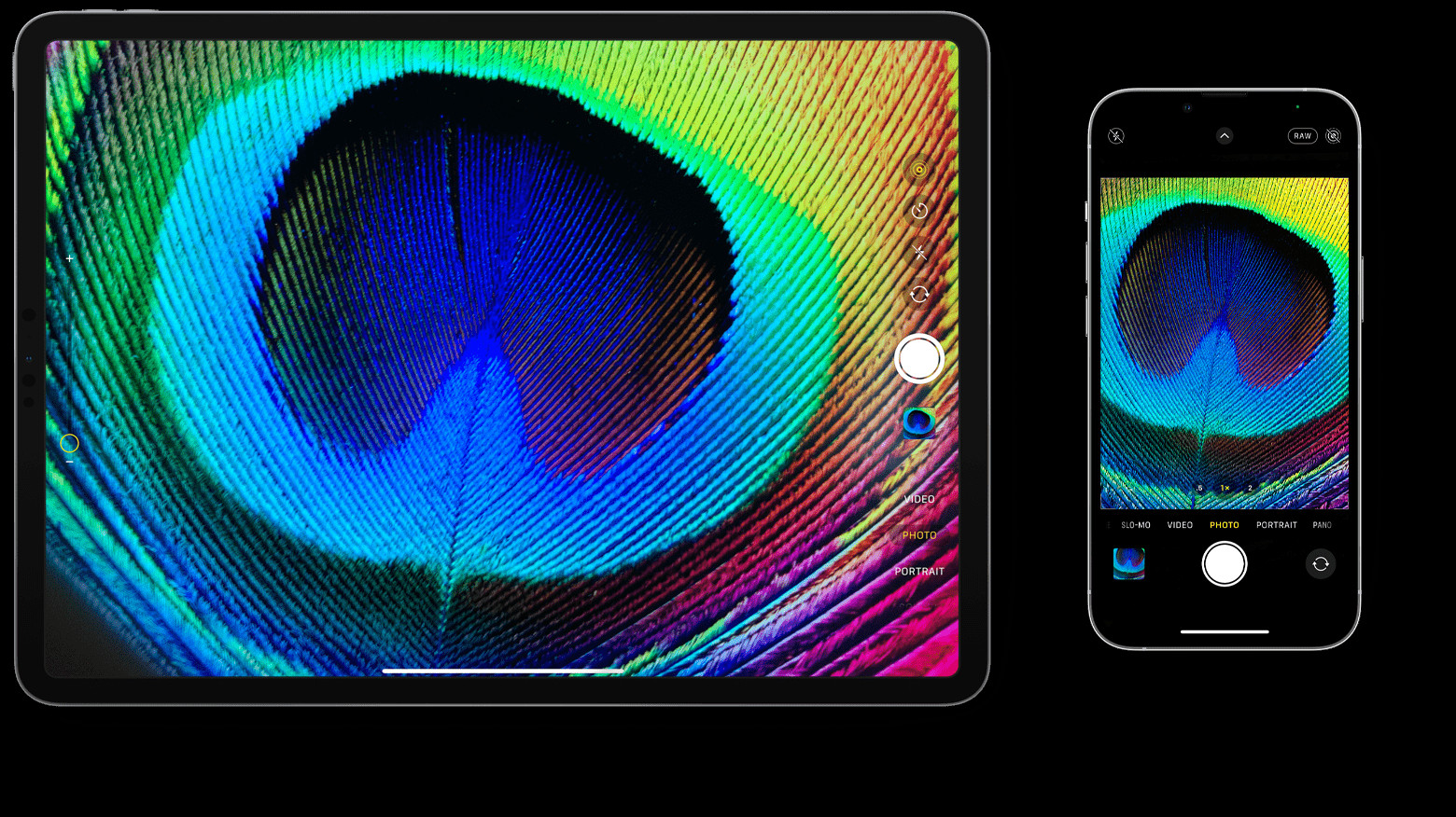 alt text describing image of ipad and iphone with camera app open
