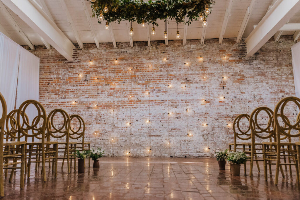 Bride and groom share a romantic moment during their Wilmington NC wedding portraits