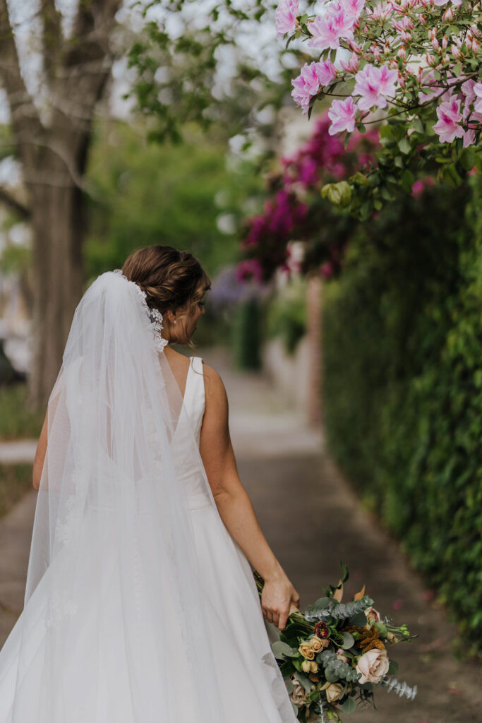 Bride portrait in window light at Wilmington NC wedding venue