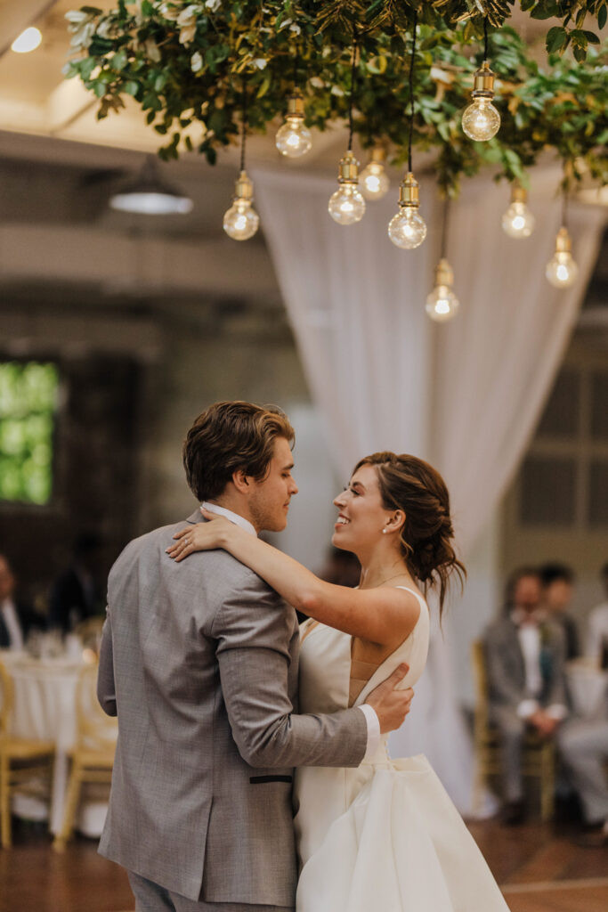 Bakery 105 string lights wedding venue detail photo Wilmington NC