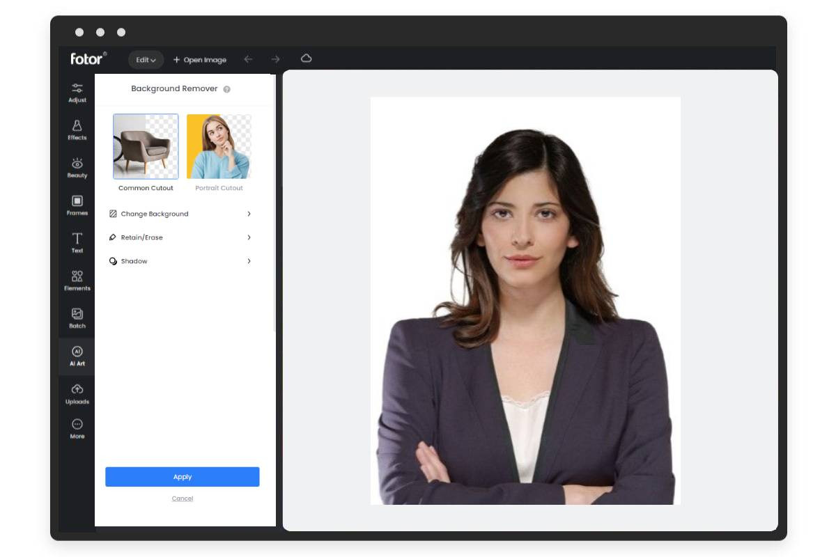 three different sizes female id photos with white background