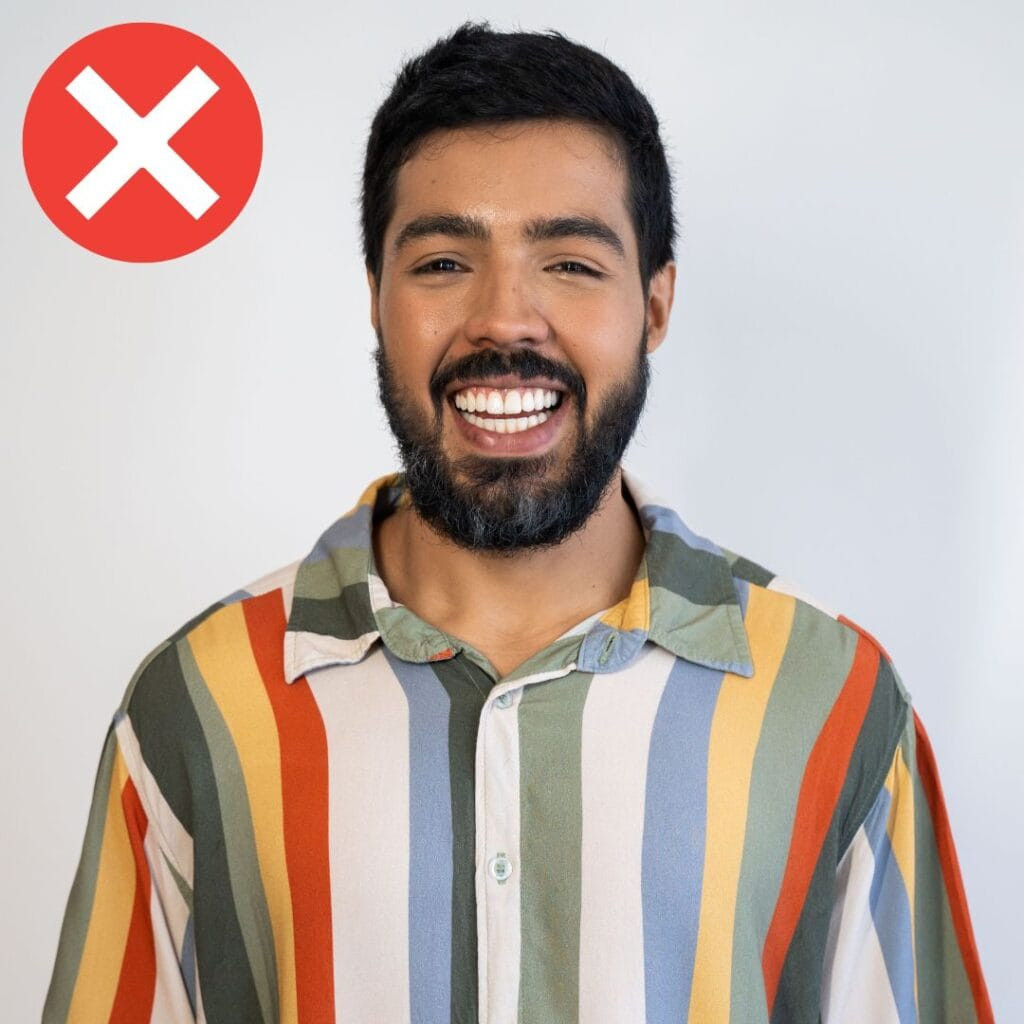 incorrect passport photo of a man with an overly emotional expression