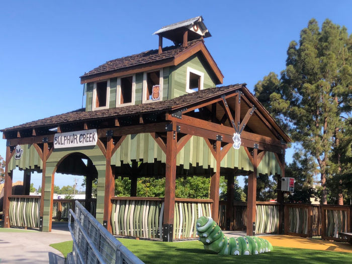 Play structure inspired by Sulphur Creek at Hayward playground