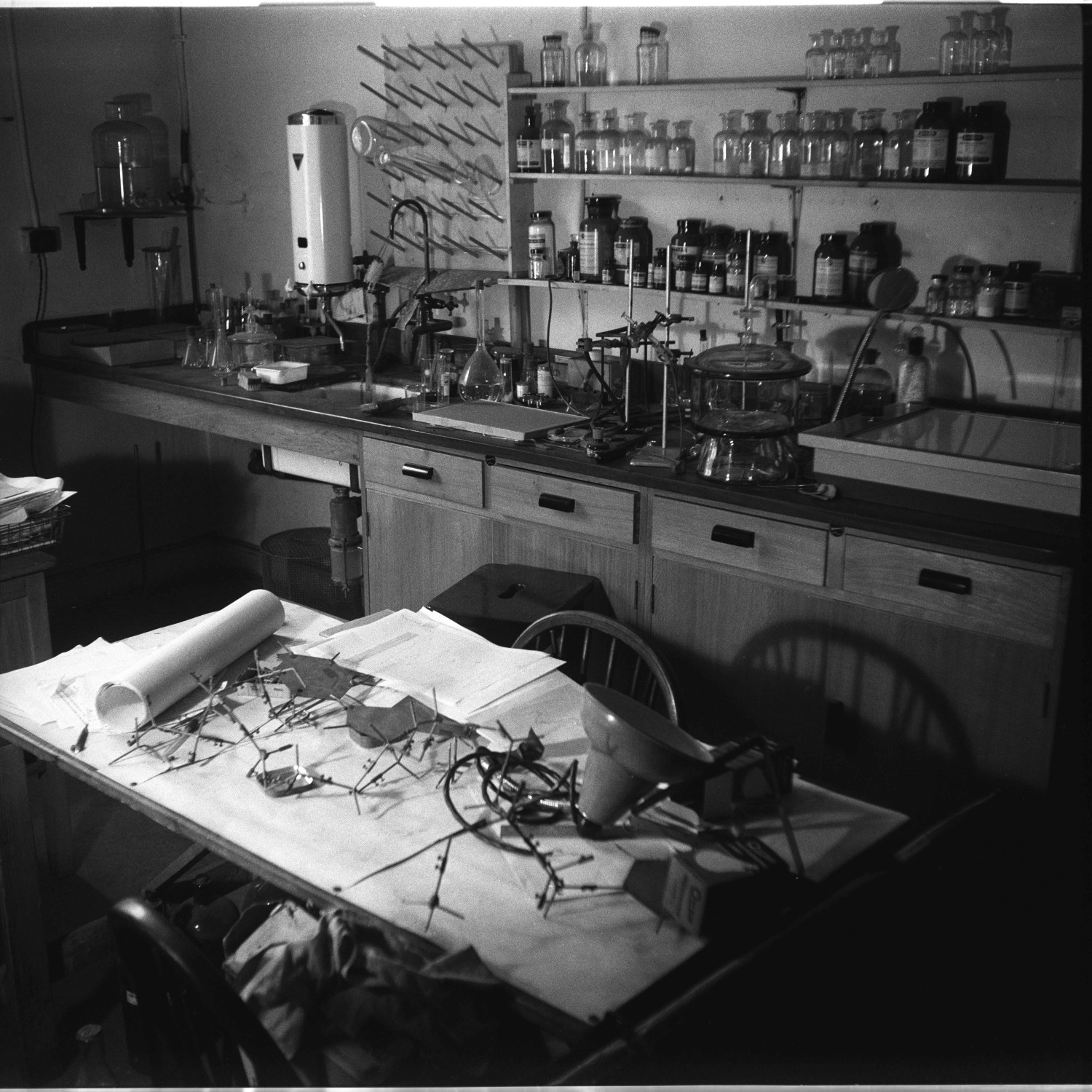 Rosalind Franklin at her lab desk at Birkbeck College, where she continued her pioneering work in molecular biology after Photo 51.