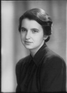 Portrait of Rosalind Franklin, the brilliant biophysicist whose Photo 51 was crucial to understanding DNA's structure.