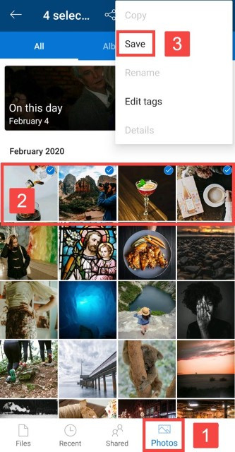 Save photos from OneDrive on Android