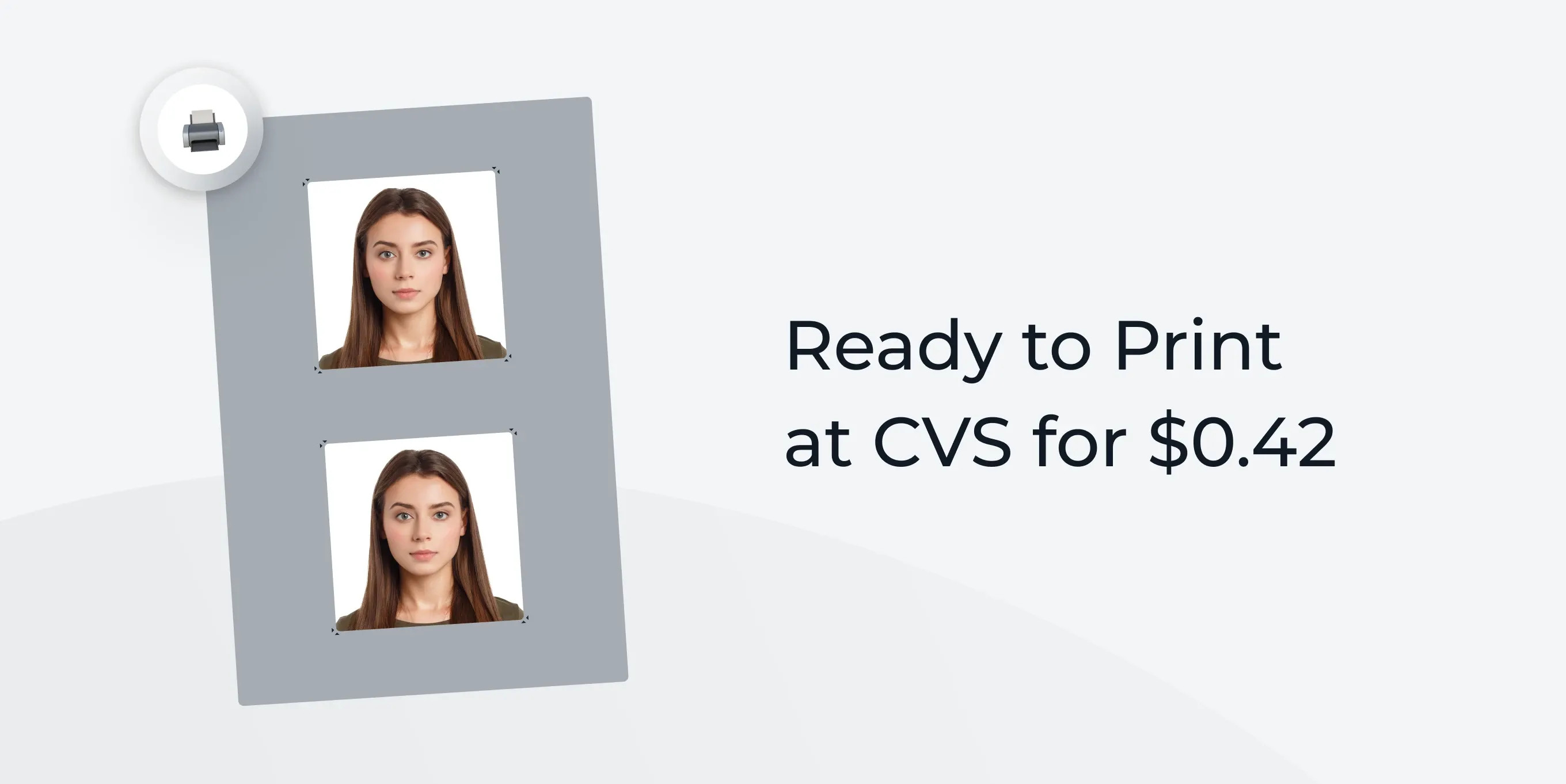 Passport photo template for printing at CVS, showing four 2x2-inch photos on a 4x6 inch template.