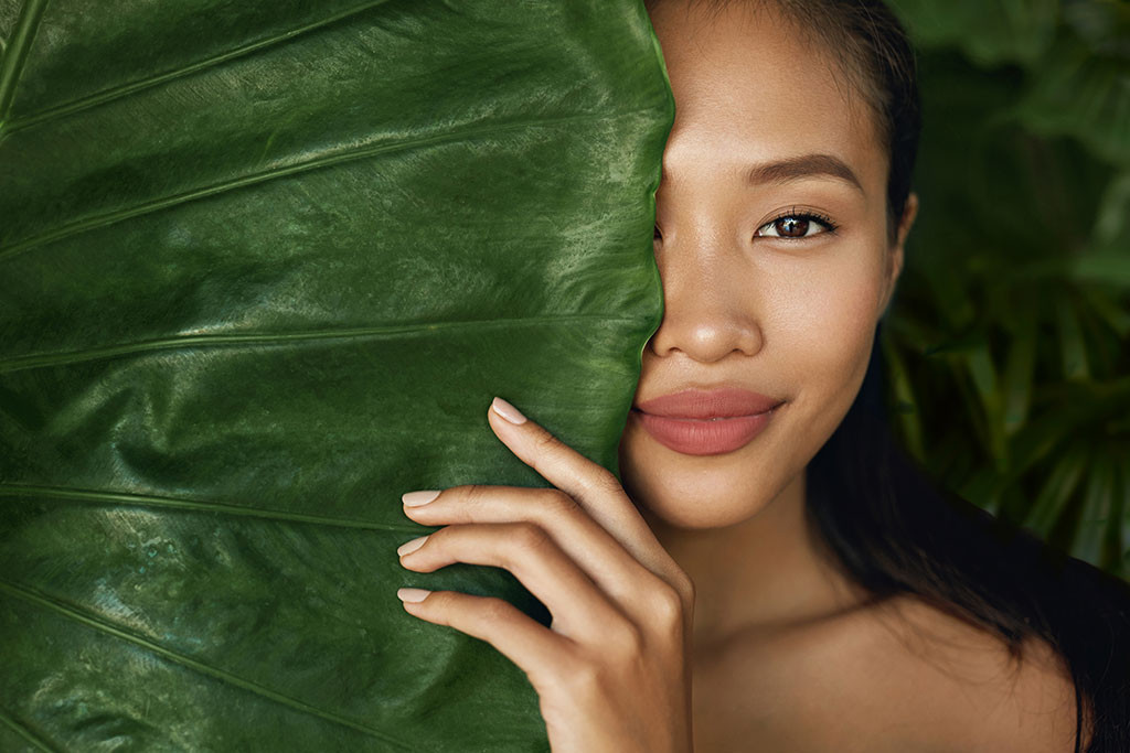 Portrait of a woman with natural makeup, promoting natural editing in stock photography