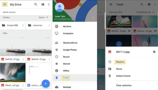 Google Photos Menu