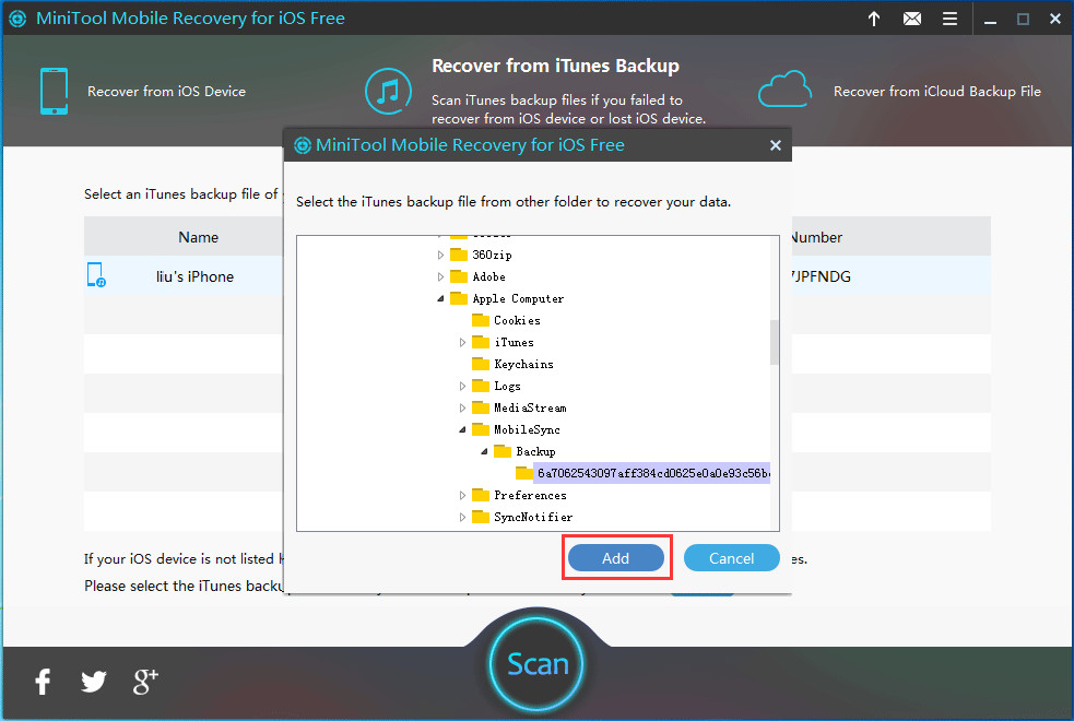 Select iTunes Backup