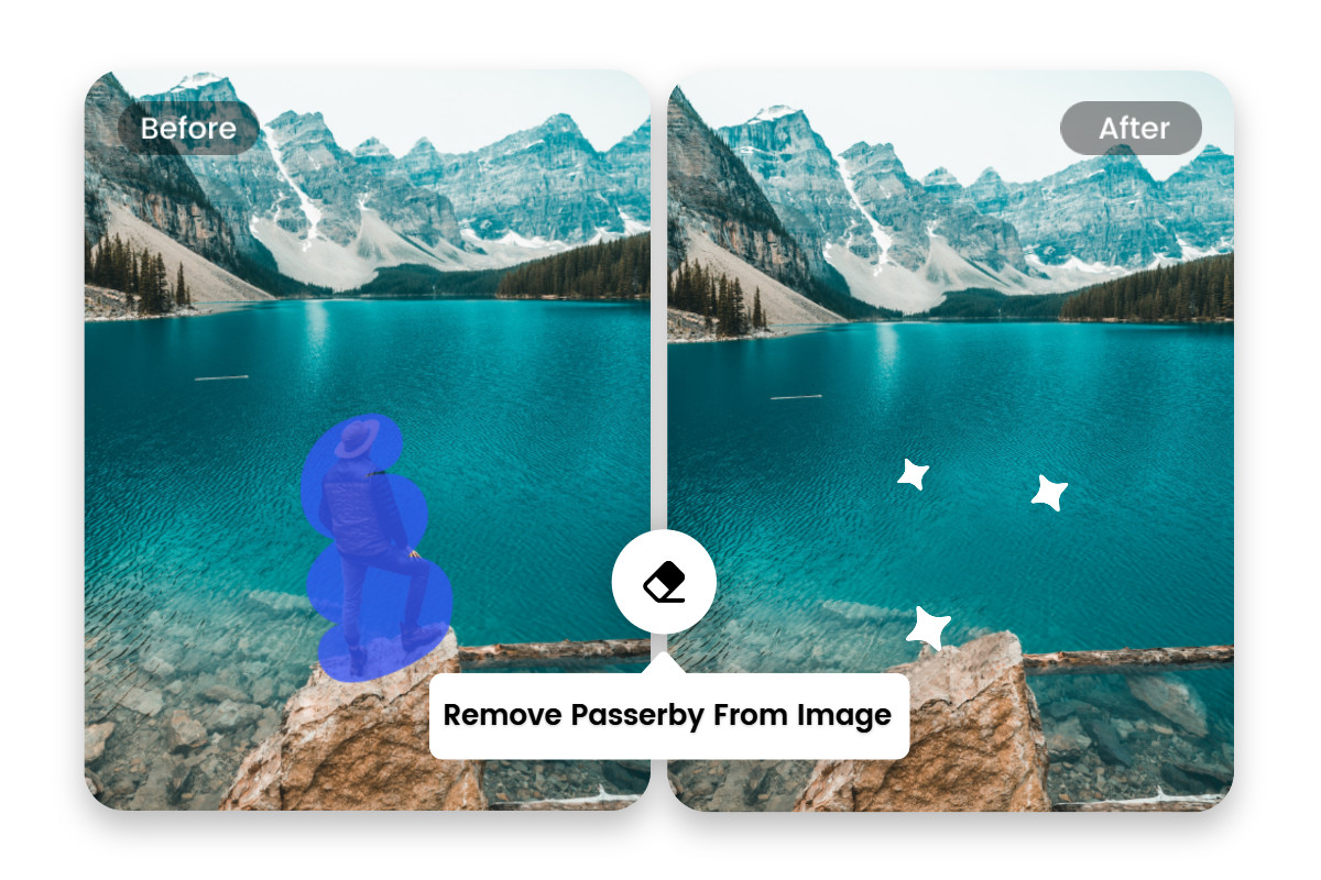 Removing a passerby from a landscape using Fotor