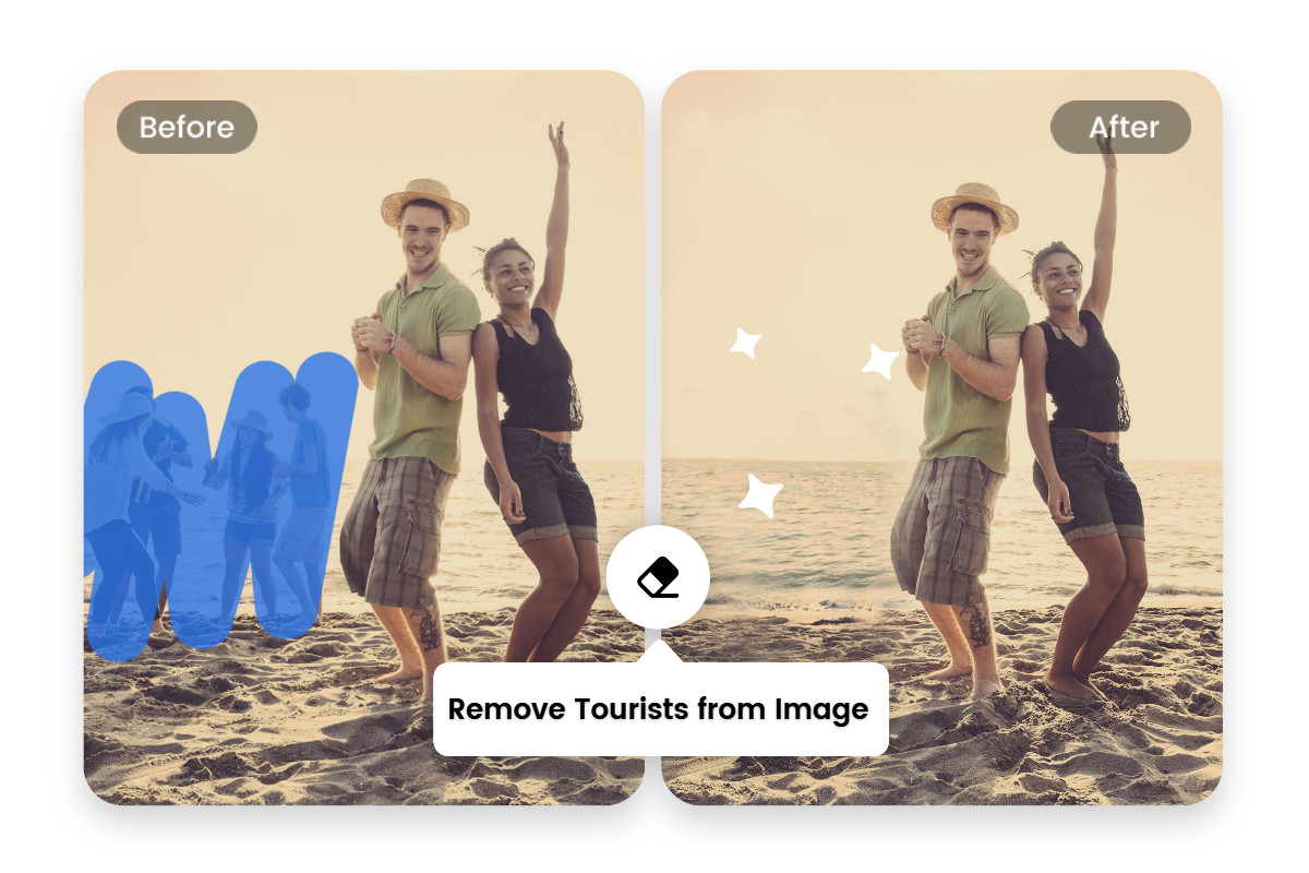 Removing tourists from an image using Fotor