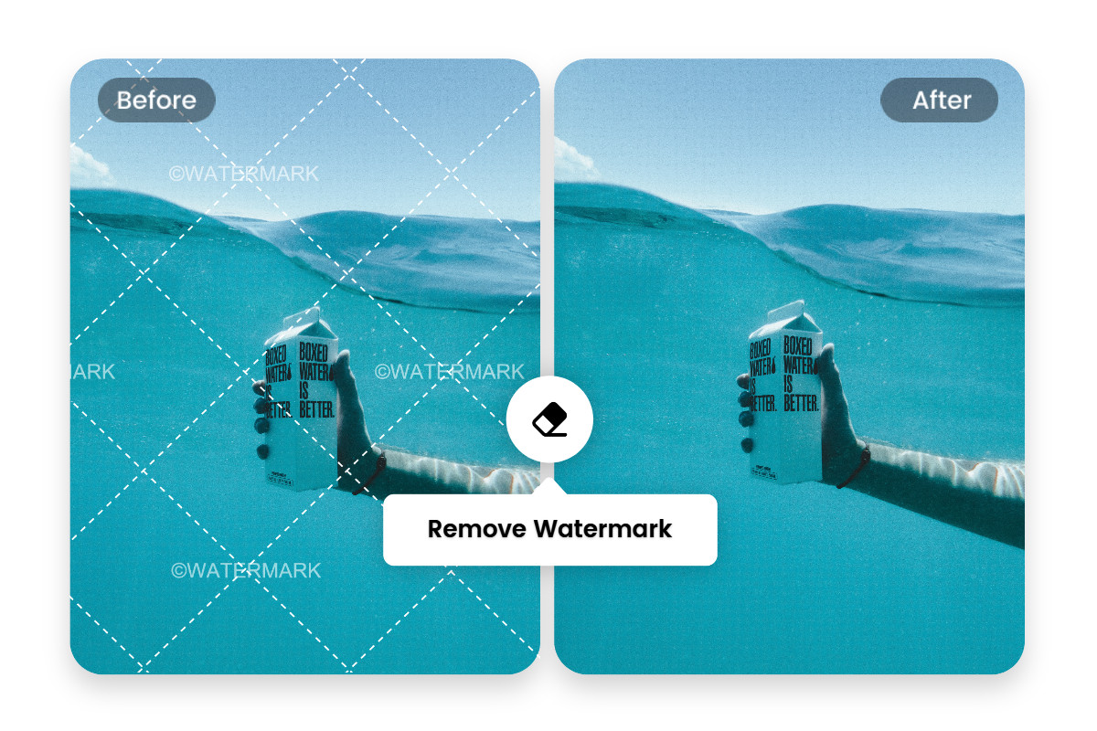 Remove watermarks from photos for cleaner presentation using Fotor's object remover